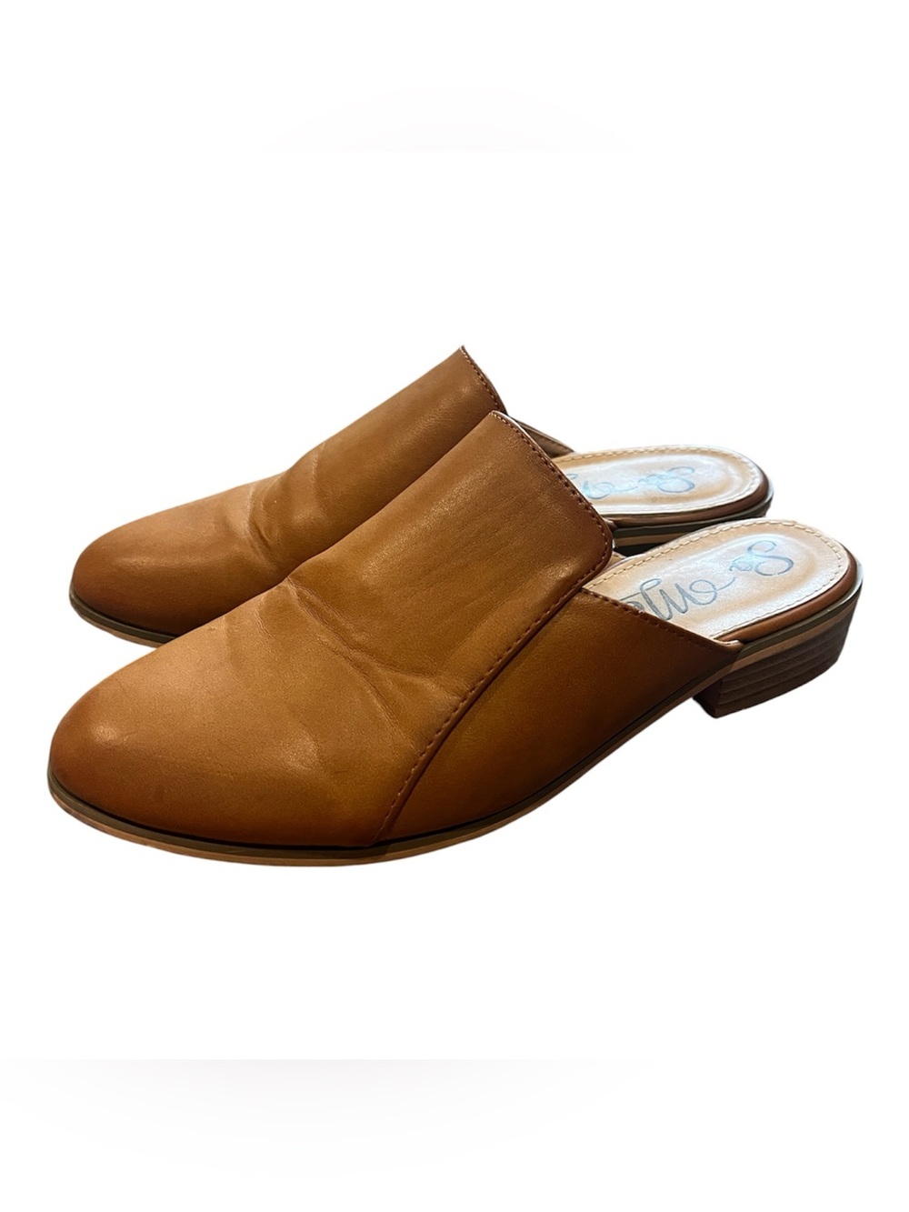 So Me Women's Tan Leather Slip-On Mule